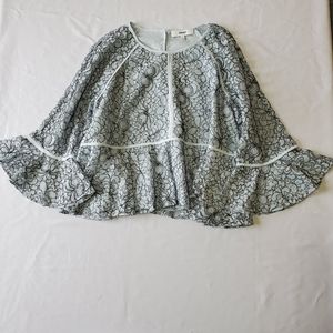 Likely avers lace floral cropped peplum top L